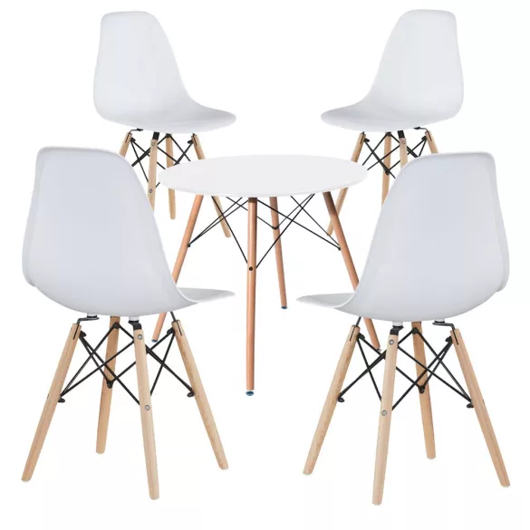 4 pcs modern dining chair set with table, in 3 colors - white