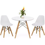 4 pcs modern dining chair set with table, in 3 colors - white