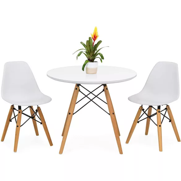 4 pcs modern dining chair set with table, in 3 colors - white