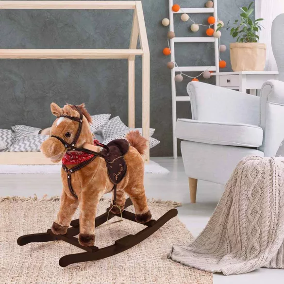 Rocking Horse with Sound, 2 Colors - Light Brown
