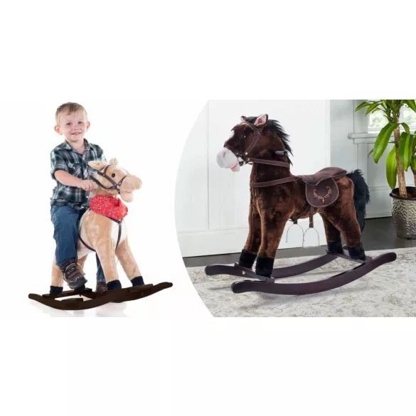 Rocking Horse with Sound, 2 Colors - Light Brown
