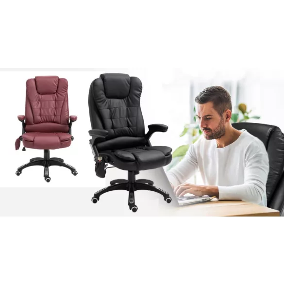 Office swivel chair with massage function, available in 2 colors - burgundy