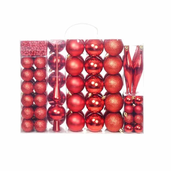 112-piece Christmas Ornament Set, Various Colors - Red