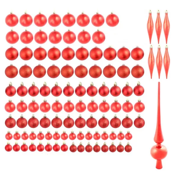 112-piece Christmas Ornament Set, Various Colors - Red