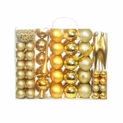 112-piece Christmas Ornament Set, Various Colors - Gold