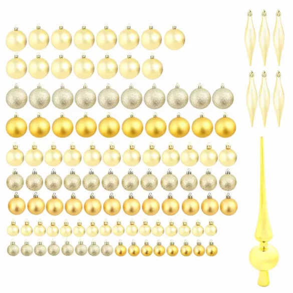 112-piece Christmas Ornament Set, Various Colors - Gold