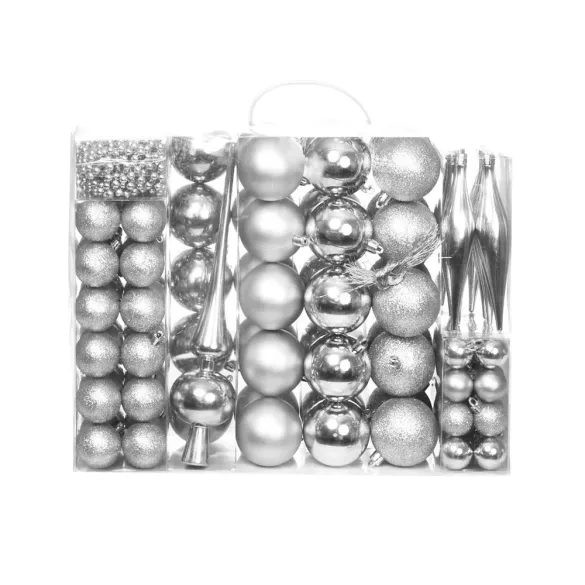 112-piece Christmas ornament set, available in multiple colors-silver