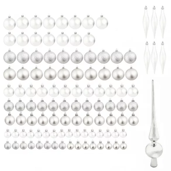 112-piece Christmas ornament set, available in multiple colors-silver
