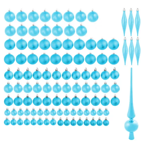 112-piece Christmas ornament set, multiple colors - turquoise