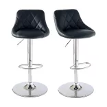 2 pcs bar stool with backrest, available in 2 colors - black