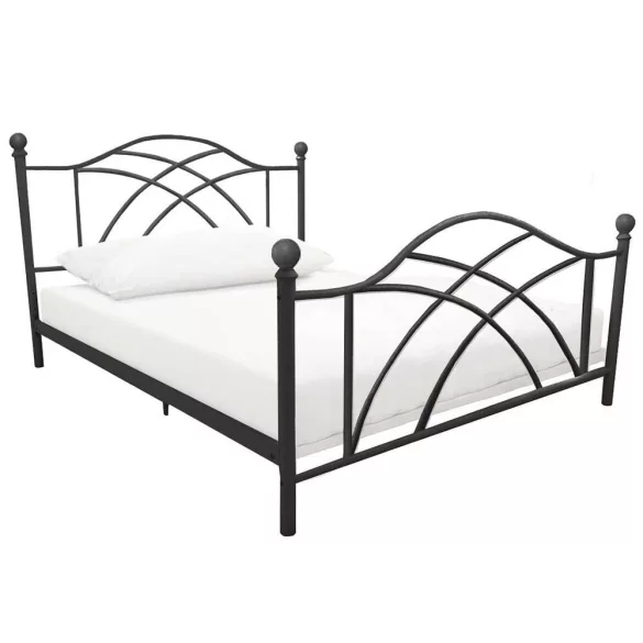 Lotti metal bed frame with a free slatted base, available in multiple sizes and colors - Black 90x200 cm