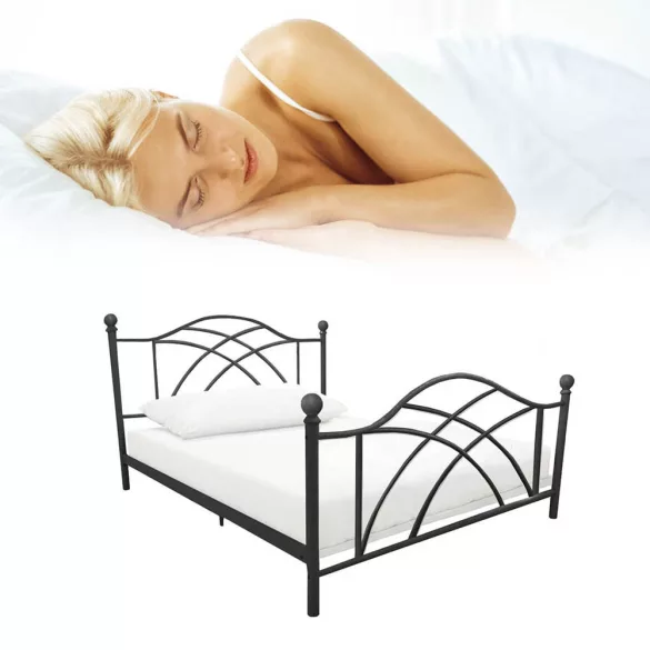 Lotti metal bed frame with a free slatted base, available in multiple sizes and colors - Black 90x200 cm