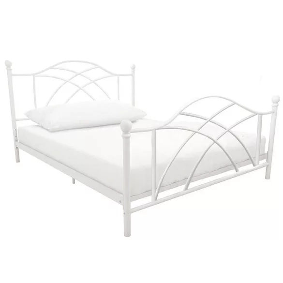 Lotti metal bed frame with a free slatted base, available in multiple sizes and colors - White 90x200 cm