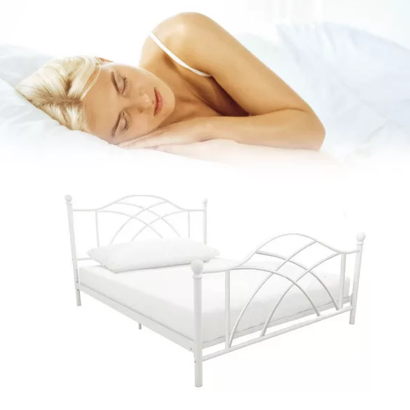 Lotti metal bed frame with a free slatted base, available in multiple sizes and colors - White 90x200 cm