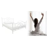 Lotti metal bed frame with a free slatted base, available in multiple sizes and colors - White 90x200 cm