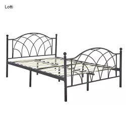   Lotti metal bed frame with a free slatted base, available in multiple sizes and colors - Black 160x200 cm