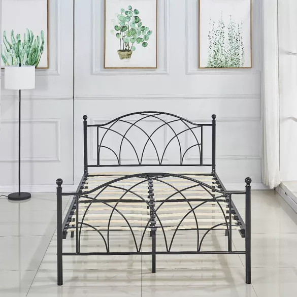 Lotti metal bed frame with a free slatted base, available in multiple sizes and colors - Black 160x200 cm