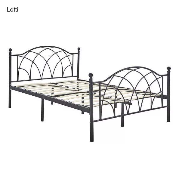 Lotti metal bed frame with a free slatted base, available in multiple sizes and colors - Black 180x200 cm