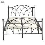 Lotti metal bed frame with a free slatted base, available in multiple sizes and colors - Black 180x200 cm