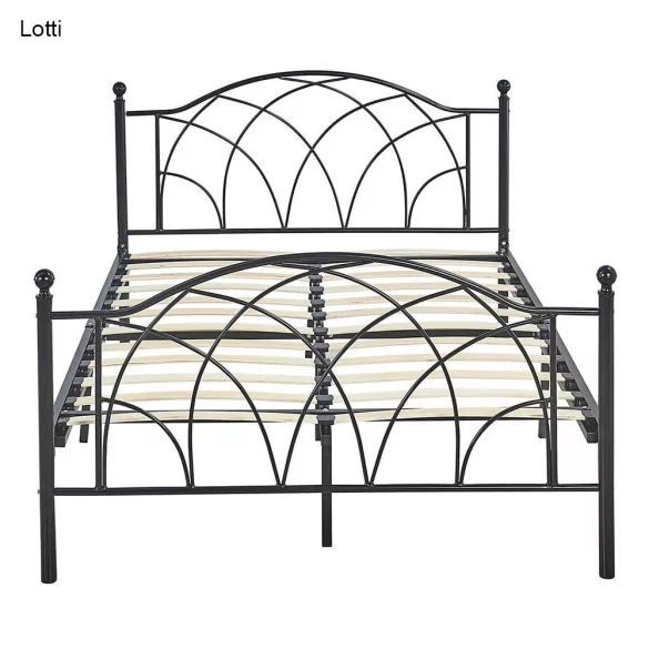 Lotti metal bed frame with a free slatted base, available in multiple sizes and colors - Black 180x200 cm