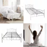 Lotti metal bed frame with a free slatted base, available in multiple sizes and colors - White 180x200 cm
