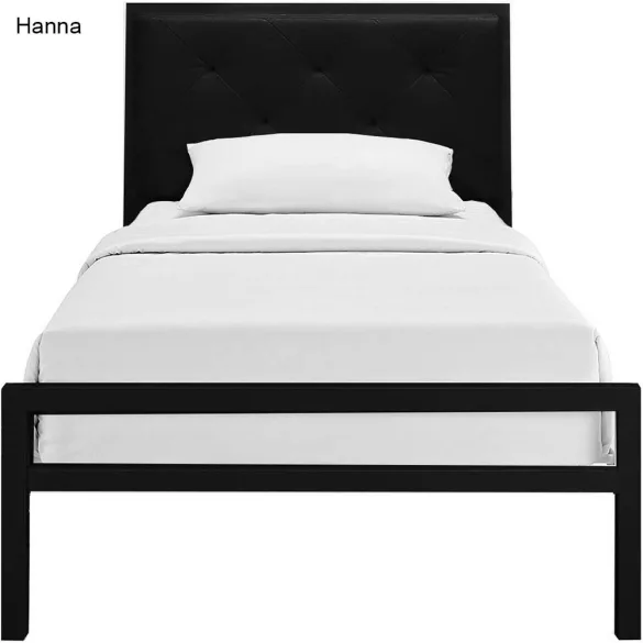 Hanna metal bed frame with a free slatted base, available in multiple sizes and colors - Black 90x200 cm - black