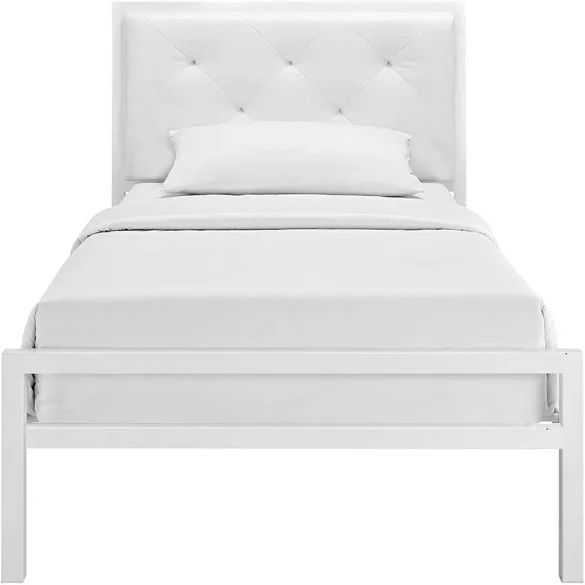 Hanna metal bed frame with a free slatted base, available in multiple sizes and colors - White 90x200 cm - white