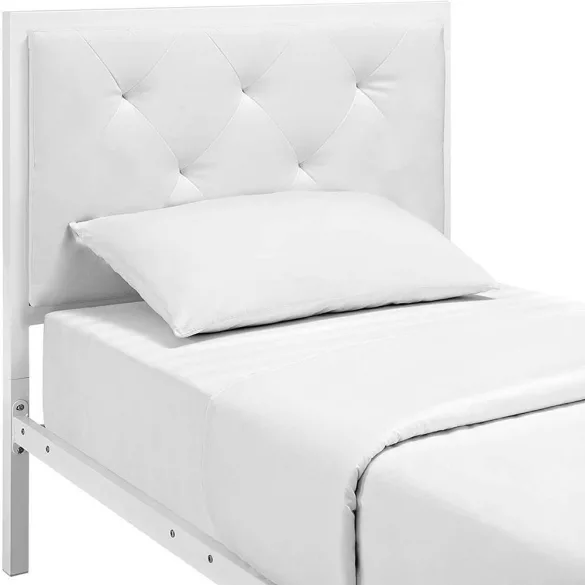 Hanna metal bed frame with a free slatted base, available in multiple sizes and colors - White 90x200 cm - white