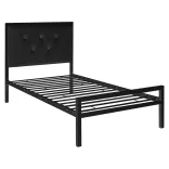 Hanna metal bed frame with a free slatted base, available in multiple sizes and colors - Black 160x200 cm - black