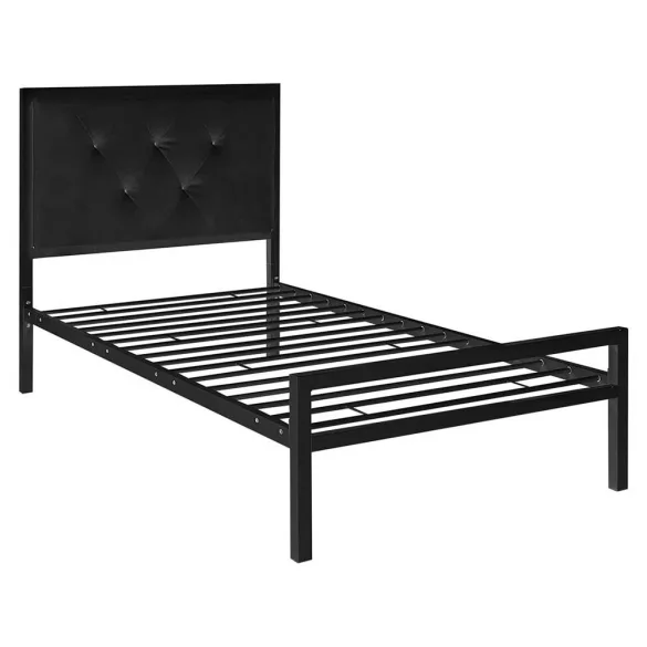 Hanna metal bed frame with a free slatted base, available in multiple sizes and colors - Black 160x200 cm - black