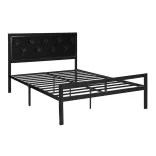 Hanna metal bed frame with a free slatted base, available in multiple sizes and colors - Black 160x200 cm - black