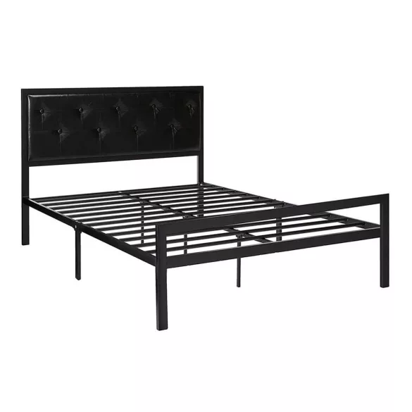 Hanna metal bed frame with a free slatted base, available in multiple sizes and colors - Black 160x200 cm - black