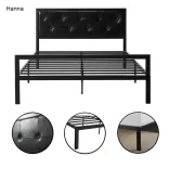 Hanna metal bed frame with a free slatted base, available in multiple sizes and colors - Black 160x200 cm - black