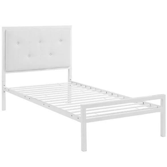 Hanna metal bed frame with a free slatted base, available in multiple sizes and colors - White 160x200 cm - White