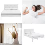 Hanna metal bed frame with a free slatted base, available in multiple sizes and colors - White 160x200 cm - White