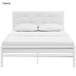 Hanna metal bed frame with a free slatted base, available in multiple sizes and colors - White 160x200 cm - White