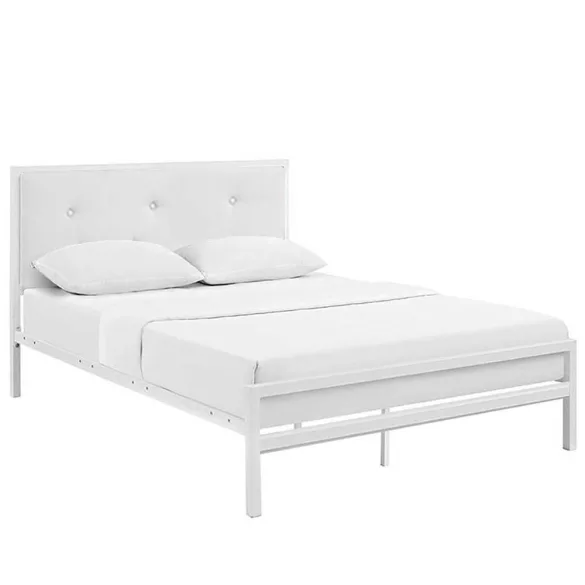 Hanna metal bed frame with a free slatted base, available in multiple sizes and colors - White 160x200 cm - White