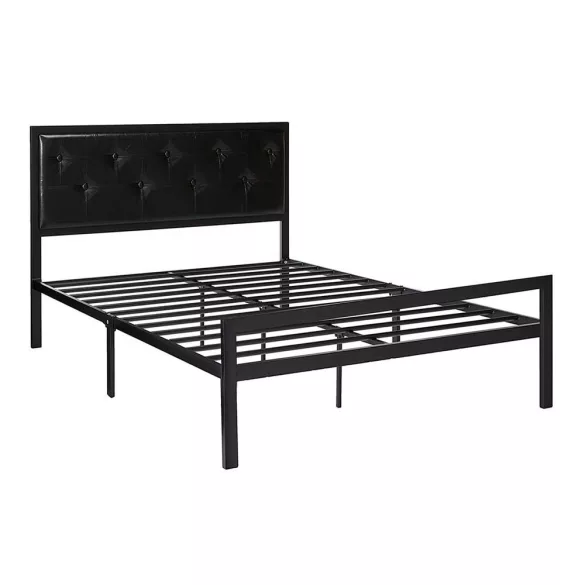 Hanna metal bed frame with a free slatted base, available in multiple sizes and colors - Black 180x200 cm - black