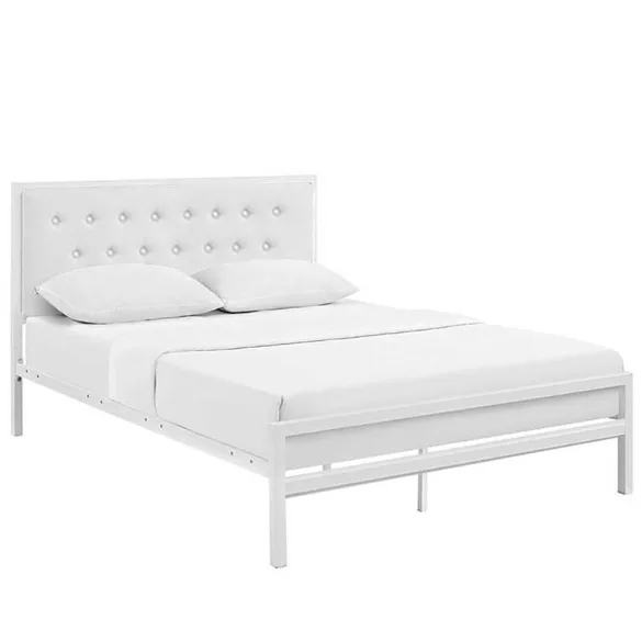 Hanna metal bed frame with a free slatted base, available in multiple sizes and colors - White 180x200 cm - White