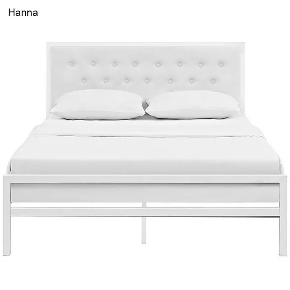 Hanna metal bed frame with a free slatted base, available in multiple sizes and colors - White 180x200 cm - White