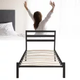 Bella metal bed frame with a free slatted base, available in multiple sizes and colors - Black 90x200 cm - black