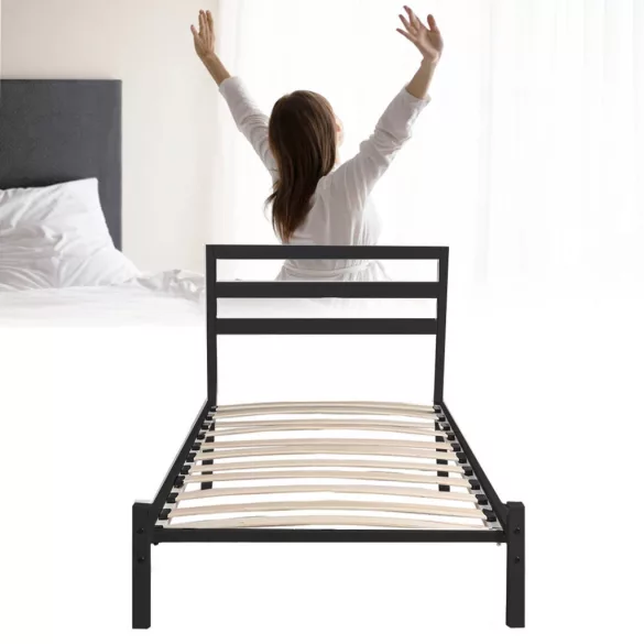 Bella metal bed frame with a free slatted base, available in multiple sizes and colors - Black 90x200 cm - black