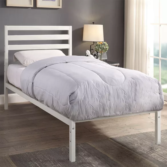 Bella metal bed frame with a free slatted base, available in multiple sizes and colors - White 90x200 cm - white