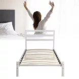 Bella metal bed frame with a free slatted base, available in multiple sizes and colors - White 90x200 cm - white