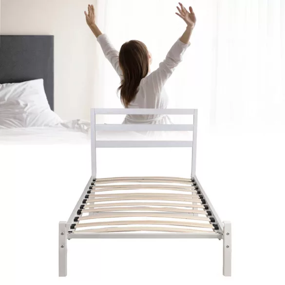 Bella metal bed frame with a free slatted base, available in multiple sizes and colors - White 90x200 cm - white