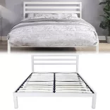 Bella metal bed frame with a free slatted base, available in multiple sizes and colors - White 160x200 cm - White