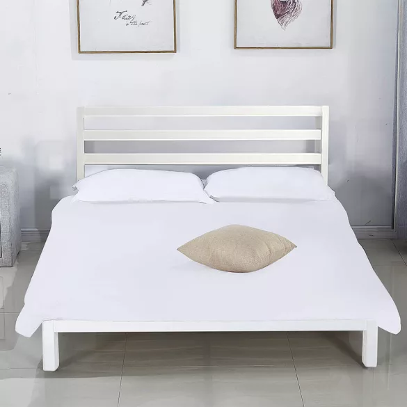 Bella metal bed frame with a free slatted base, available in multiple sizes and colors - White 160x200 cm - White