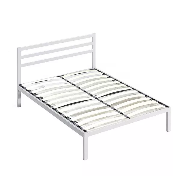 Bella metal bed frame with a free slatted base, available in multiple sizes and colors - White 160x200 cm - White