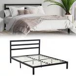Bella metal bed frame with a free slatted base, available in multiple sizes and colors - Black 180x200 cm - black