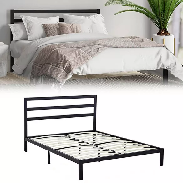 Bella metal bed frame with a free slatted base, available in multiple sizes and colors - Black 180x200 cm - black